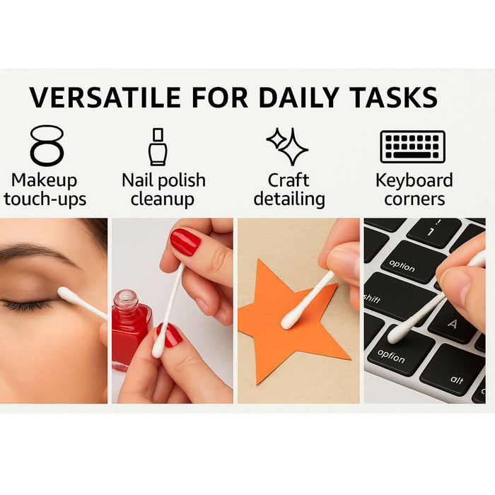 600Ct Cotton Swabs Double Round Tipped Applicator Qtips White Sticks Ears Makeup