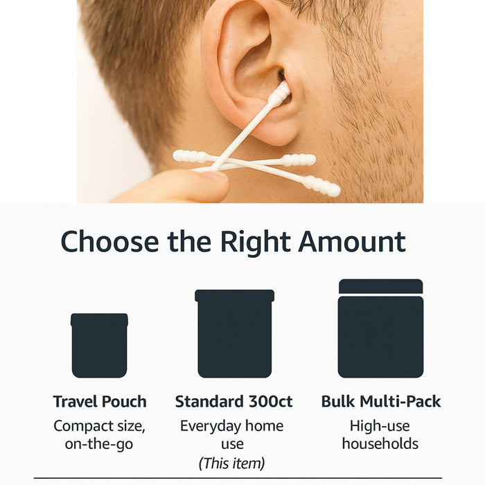 300ct Cotton Swabs Double Grooved Tipped Applicator Q Tip Safety Ear Wax Remover