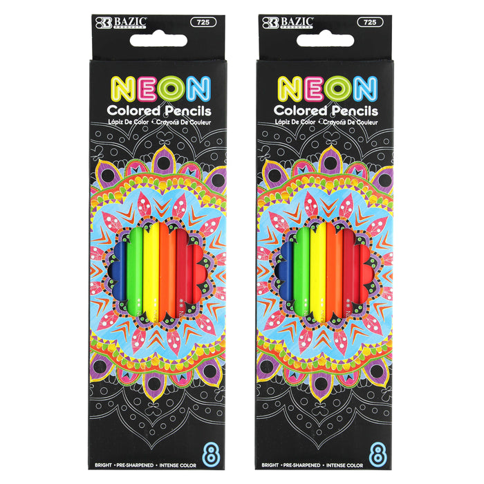 16 Ct Neon Colored Pencils Vibrant Pre-Sharpened Drawing Artist School Coloring