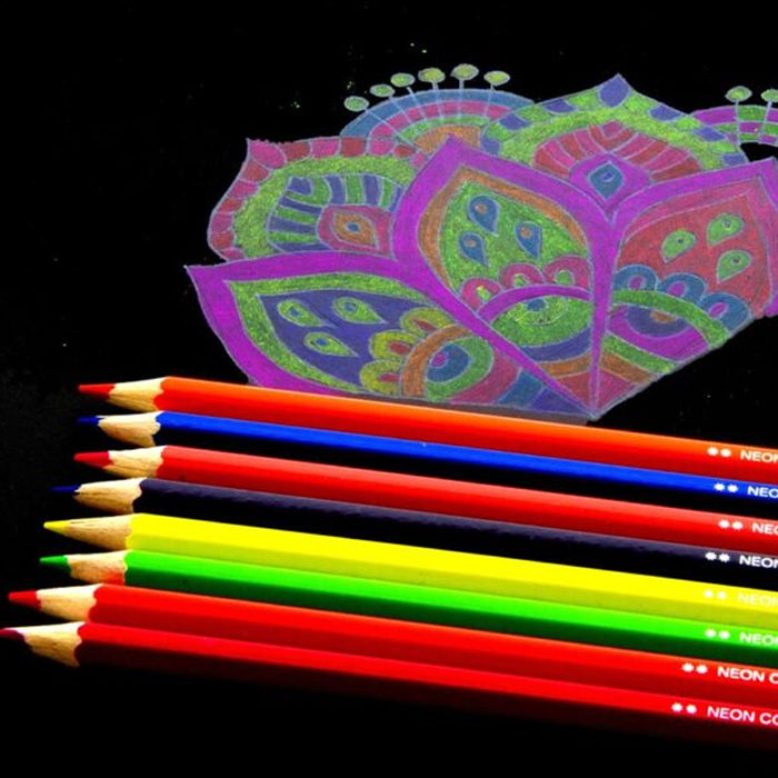 16 Ct Neon Colored Pencils Vibrant Pre-Sharpened Drawing Artist School Coloring