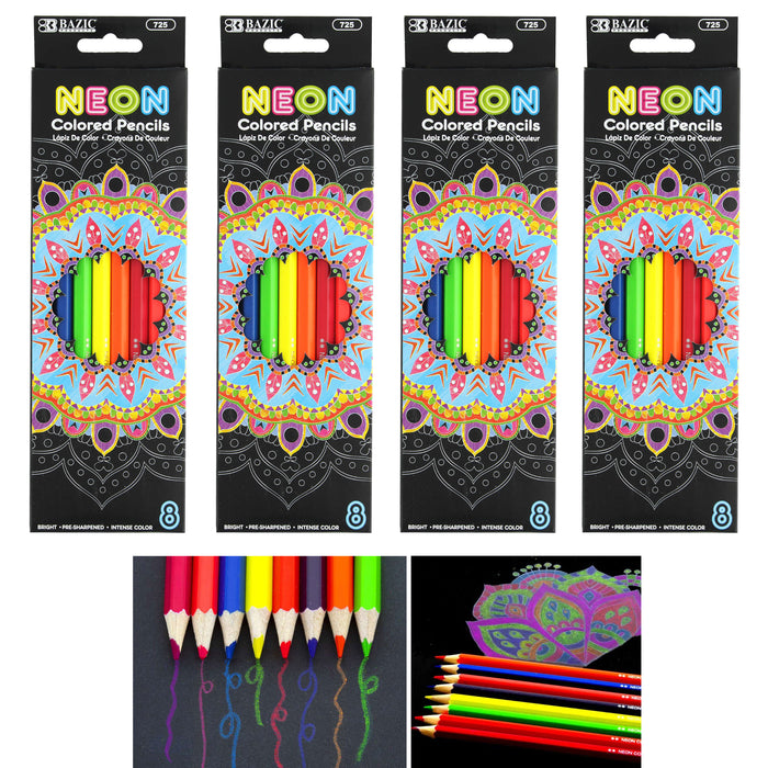 32 Pre-Sharpened Neon Colored Pencils Vibrant Drawing Artist Kids Adult Coloring