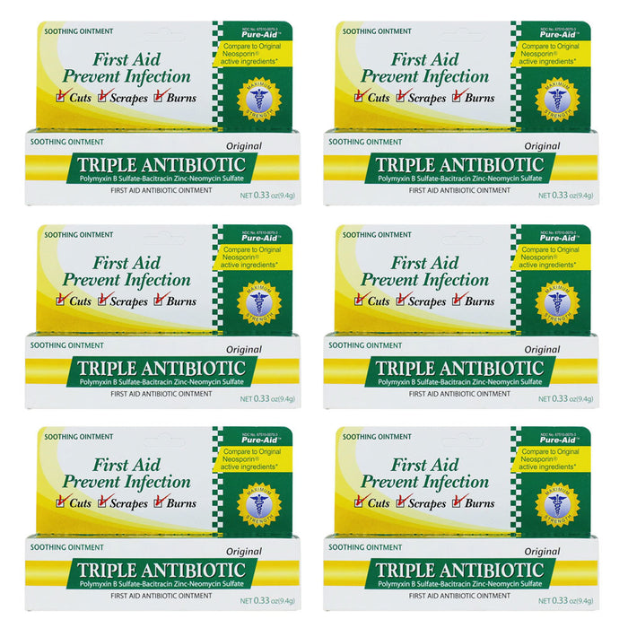 6 Pc First Aid Triple Antibiotic Ointment Bacitracin Neomycin Polymyxin 0.33oz
