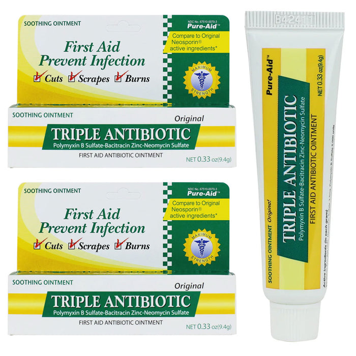 2 Pc Triple Antibiotic Ointment First Aid 0.33oz Bacitracin Neomycin Polymyxin