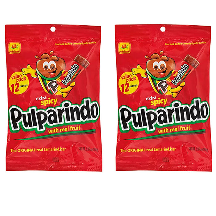 24 Pc Extra Spicy Pulparindo Flavor Tamarindo Pulp Hot Salted Mexican Candy 2 Pk
