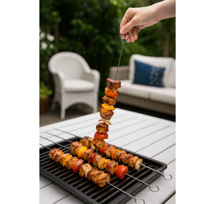 8 Barbecue Skewers Stainless Steel Metal Shish Kabob BBQ Cooking Food Grill  14"