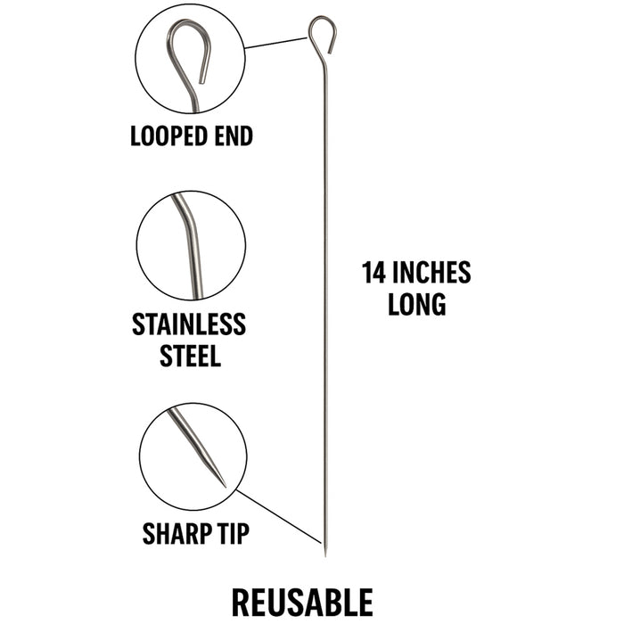 8 Barbecue Skewers Stainless Steel Metal Shish Kabob BBQ Cooking Food Grill  14"