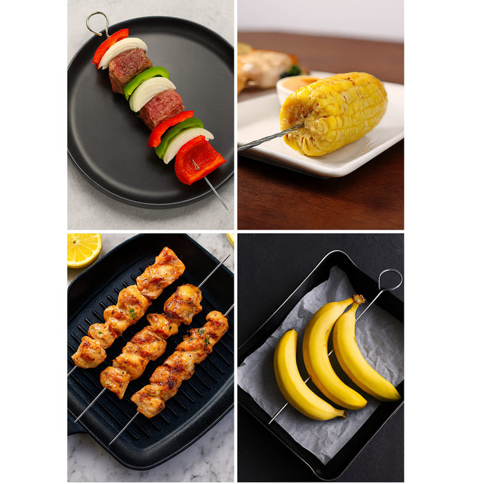 16 BBQ Skewers Shish Kabob Sticks Barbecue Stainless Steel Metal Cook Grill 14"