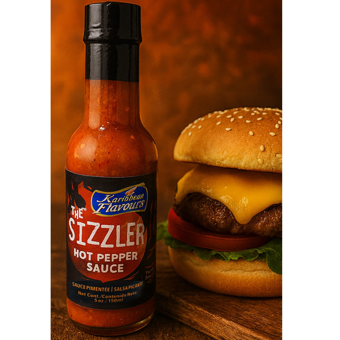 The Sizzler Trinidad Scotch Bonnet Hot Pepper Sauce 5oz Bold Heat Flavor Wings