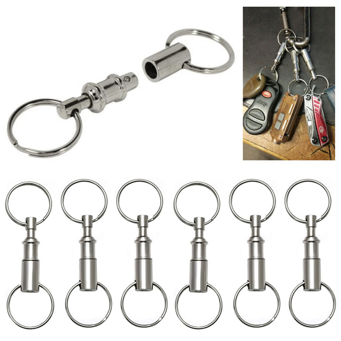6 Metal Key Ring Detachable Pull Apart Keyring Keychain Quick Release Break Away