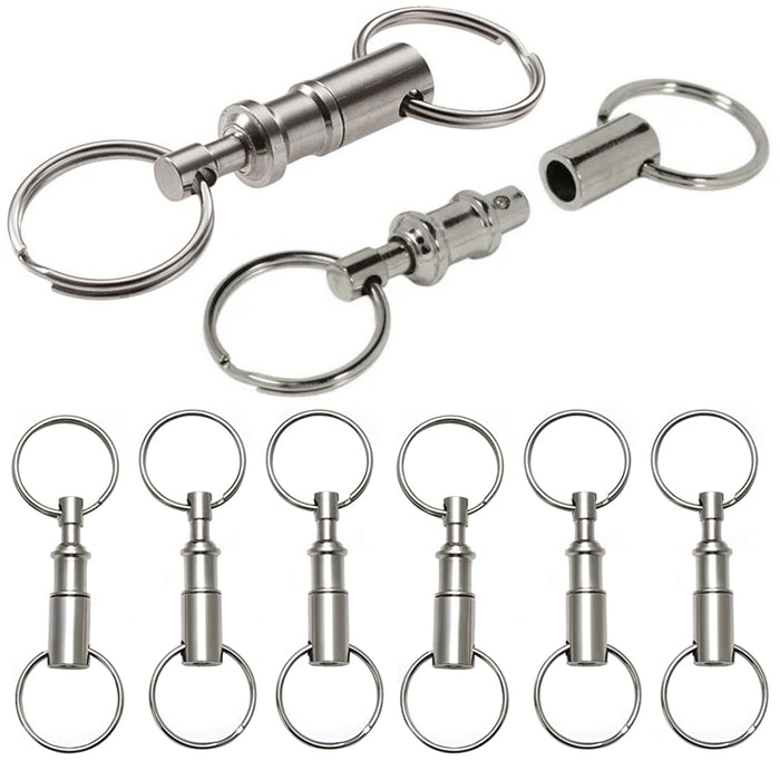 6 Metal Key Ring Detachable Pull Apart Keyring Keychain Quick Release Break Away