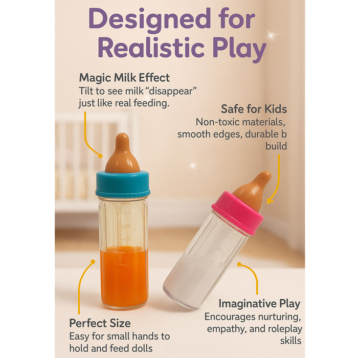 8 Pc Baby Dolls Feeding Bottle Magic Set Disappearing Milk Pretend Play Toy