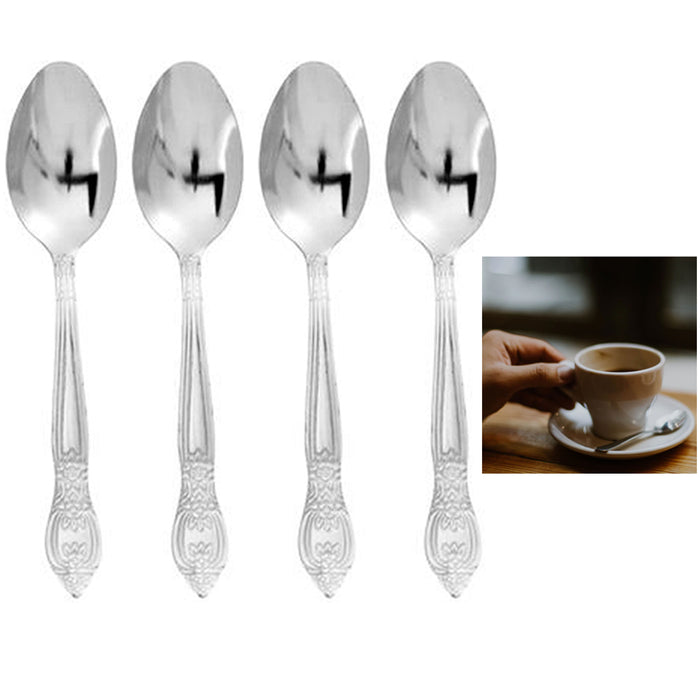 12 Pc Teaspoon Set Stainless Steel Coffee Tea Spoons Flatware Silverware Cutlery