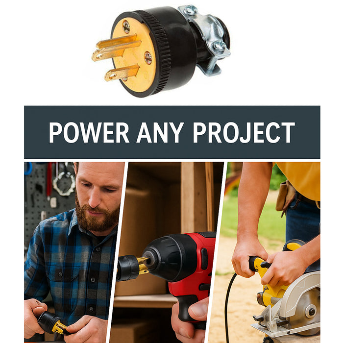 2 Pc 3-Prong Replacement Male Electrical Plug Heavy Duty Extension Cord Grounded