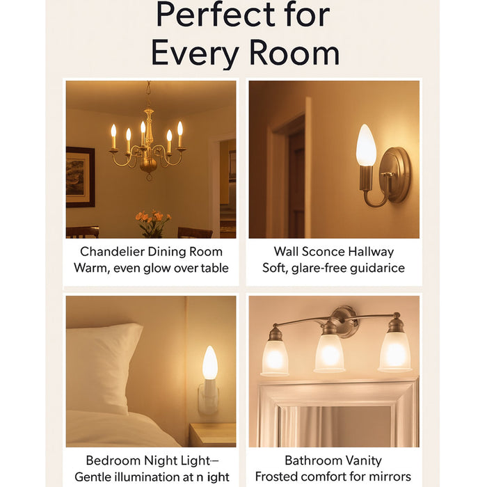 8 Frosted Night Light Bulbs 40W 120V Replacement Lamp Torpedo Candelabra Base