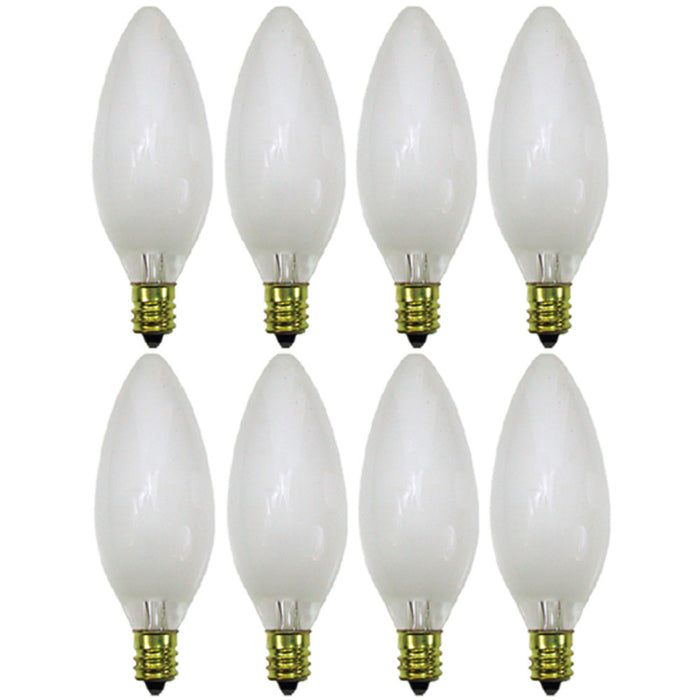 8 Frosted Night Light Bulbs 40W 120V Replacement Lamp Torpedo Candelabra Base