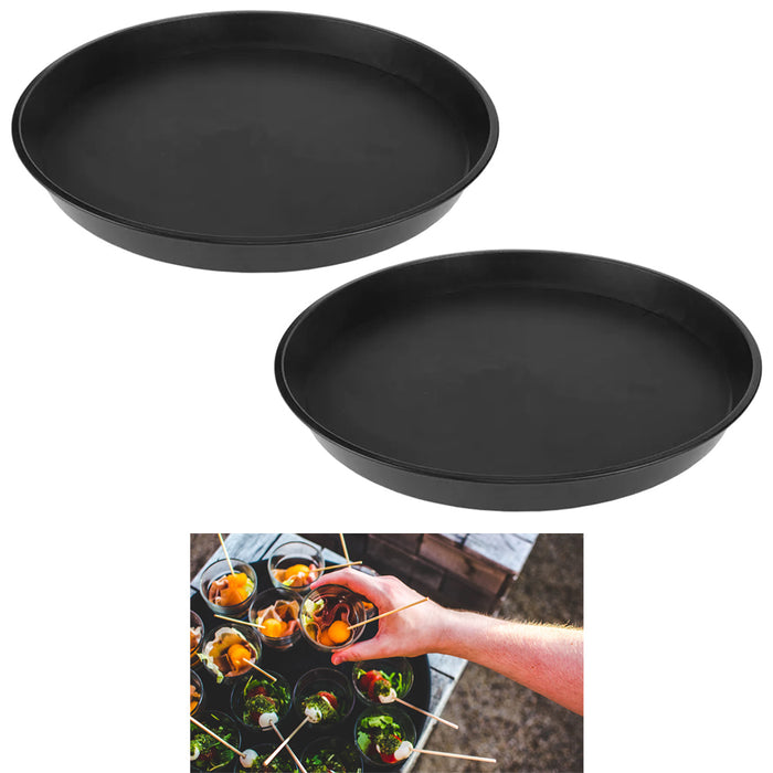 2 PC 16" Round Drinks Plastic Tray Serving Dinner Food Catering Non Slip Waiters