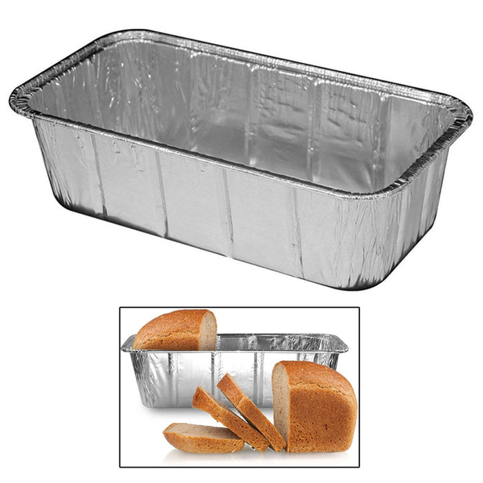 100 Pk Aluminum Foil Loaf Pans 2Lb Disposable Bake Premium Bread Tins Container