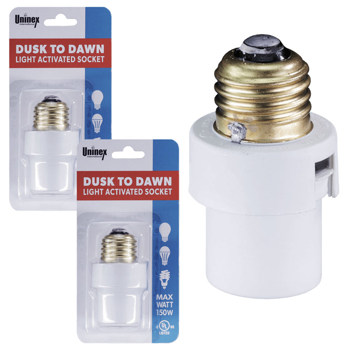2 Pc Auto Sensor Dusk To Dawn Photocell Light Control Screw In Bulb Socket 150w
