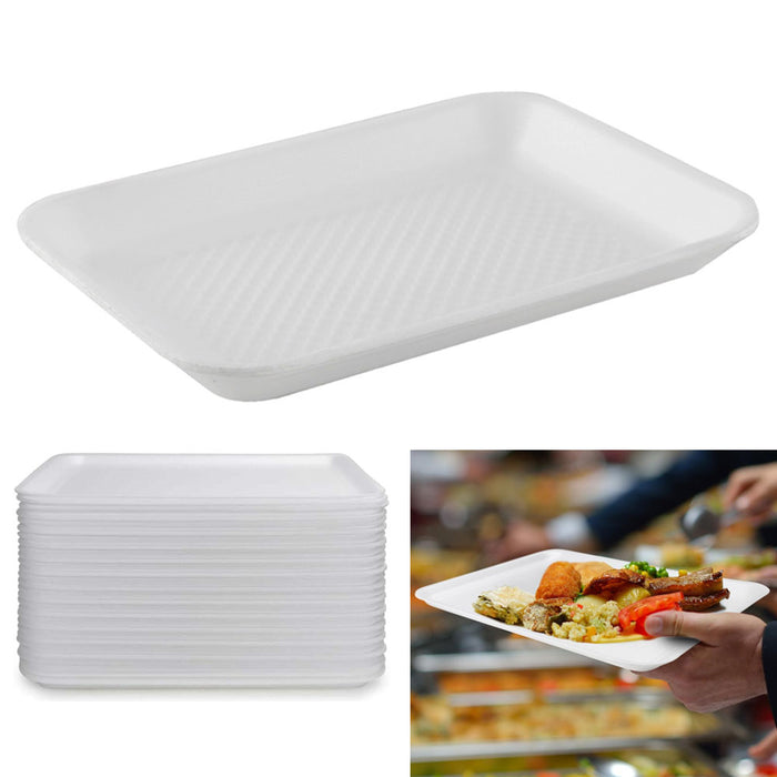 30 Ct Foam Trays Plates Soak Proof Disposable Bbq Picnic Party Tableware Dessert
