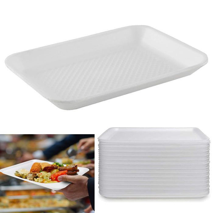 60 Ct Disposable Foam Trays Plates Soak Proof Food Supermarket Meat Poultry Tray