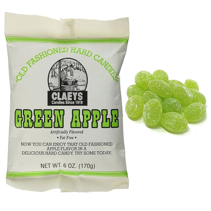 1 Bag Claeys Green Apple Hard Candy Fat Free No Gluten Candies Natural Drops 6oz