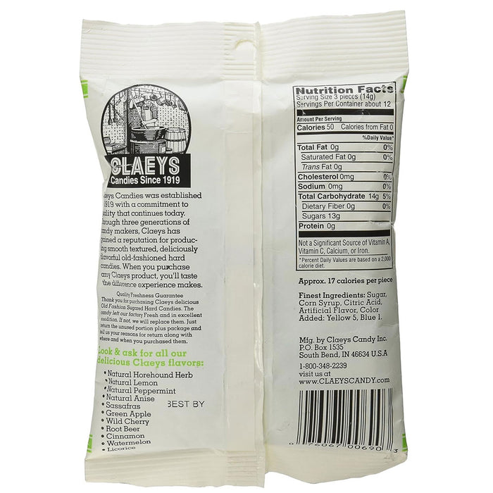 2 Bags Claeys Green Apple Old Fashioned Hard Candy Fat Free Natural Drops 6oz