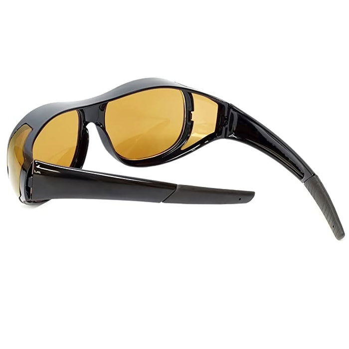 2 Pc Large Fit Cover Over Most Rx Glasses Sunglasses Safety Drive Yellow Lens
