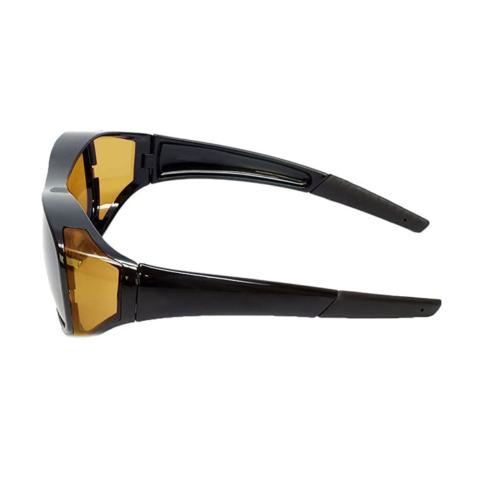 1 Polarized Sunglasses Cover Over Glasses Frame Night Driving Yellow Lens Drive