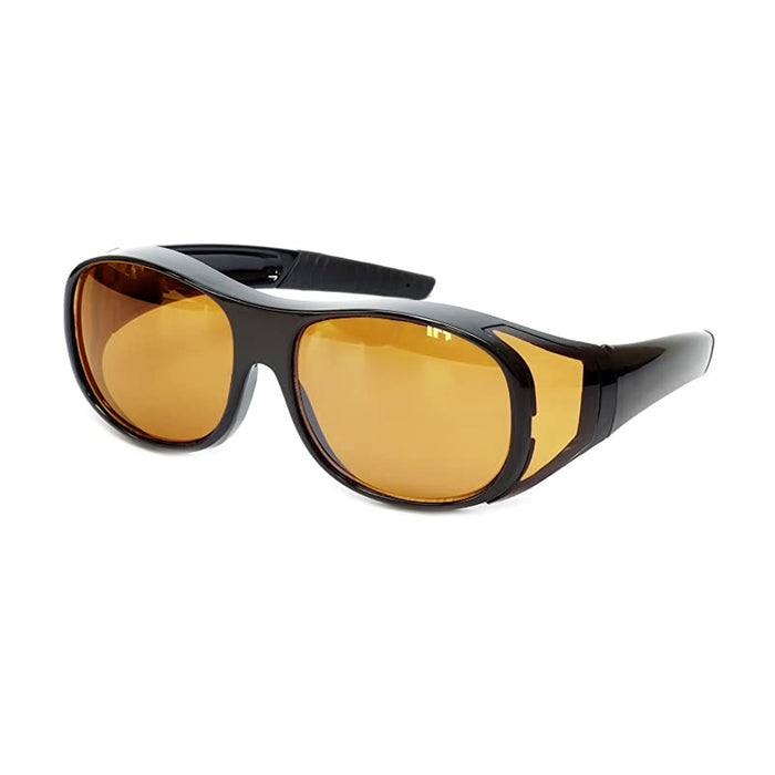 1 Polarized Sunglasses Cover Over Glasses Frame Night Driving Yellow Lens Drive