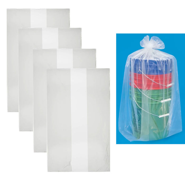 4 Pk Extra Large Poly Bags Clear 20"x18"x 36" 3 Mil Clear Gusseted Polyethylene