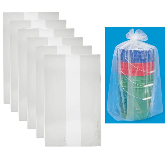 6 Pk 3 Mil Clear Gusseted Polyethylene Bags Extra Large Poly Clear 20x18x 36