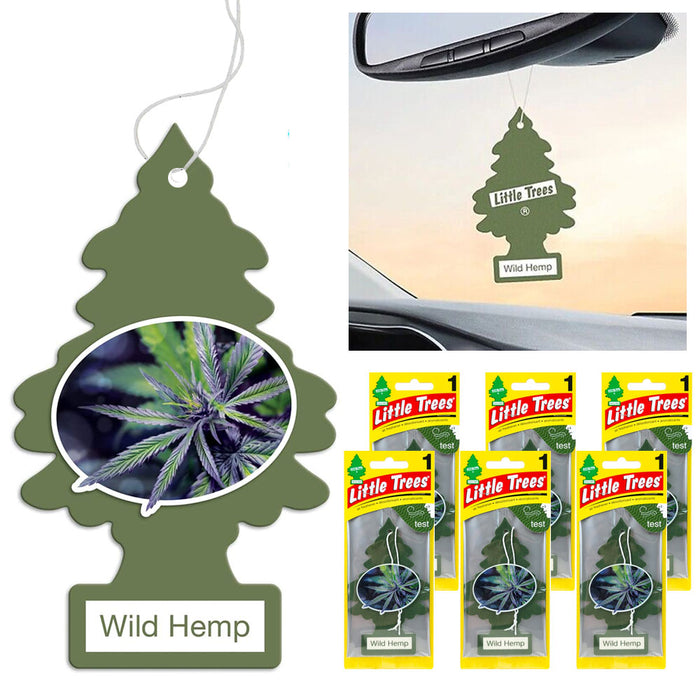 6 Pk Wild Hemp Scent Little Trees Air Freshener Car Auto Hanging Fragrance Aroma