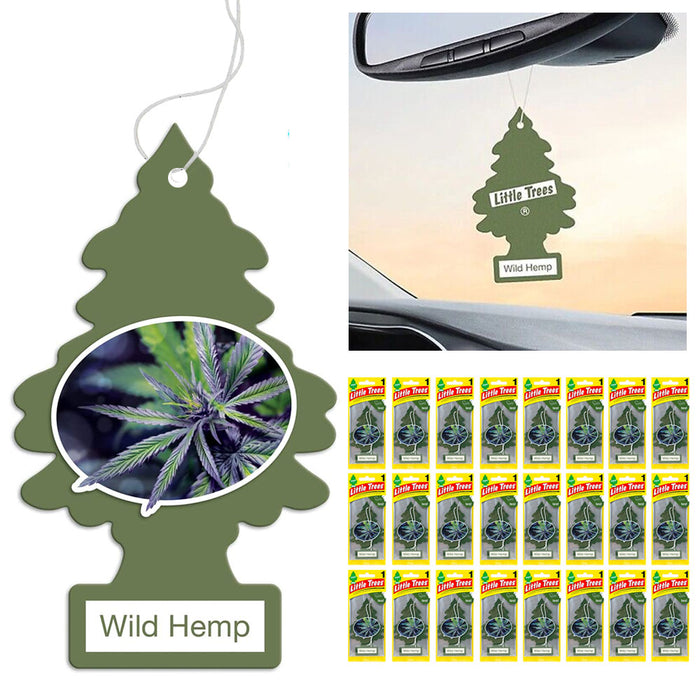 24 Little Trees Wild Hemp Scent Hanging Air Freshener Aroma Car Auto Deodorizer