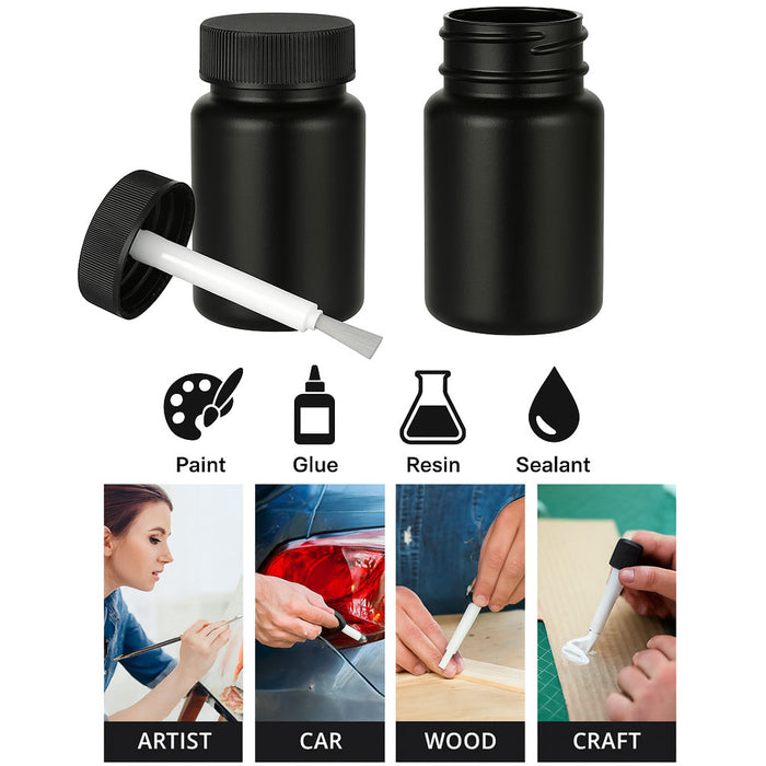 2 Empty Plastic Bottles  Brush Applicator Cap Arts Craft Paint Jar Container 2oz