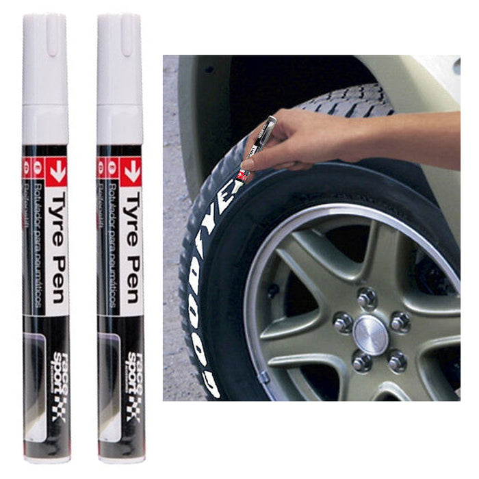 2pc Waterproof Permanent White Paint Marker Pen Car Tyre Tire Tread Rubber Metal
