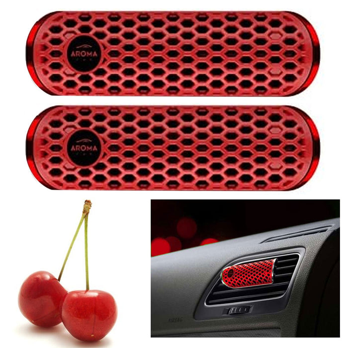 2 Pc HEX Polymer Cherry Scent Car Air Freshener Vent Clip Auto Odor Neutralizing