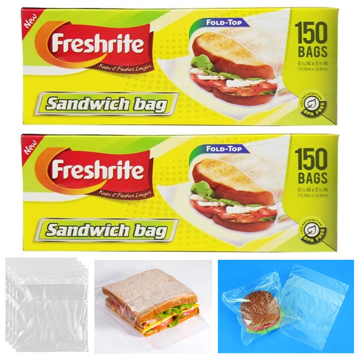 300 Ct Fold Top Sandwich Bags Food Storage Snack Reusable BPA Free Value Pack