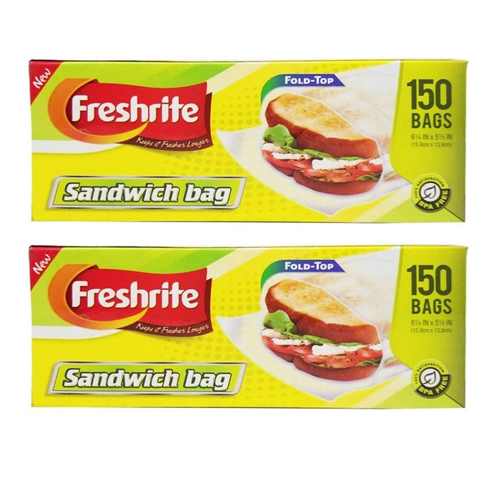 300 Fold Top Sandwich Bags Lunch Treat Baggies Snack School Plastic Food Storage
