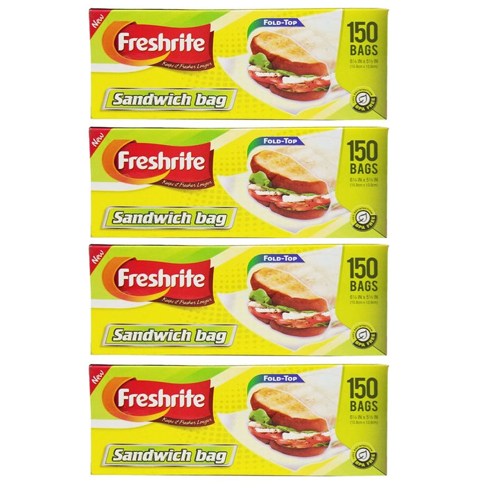 600 Fold Top Sandwich Bags Food Storage Plastic Poly Baggies Snack School Lunch