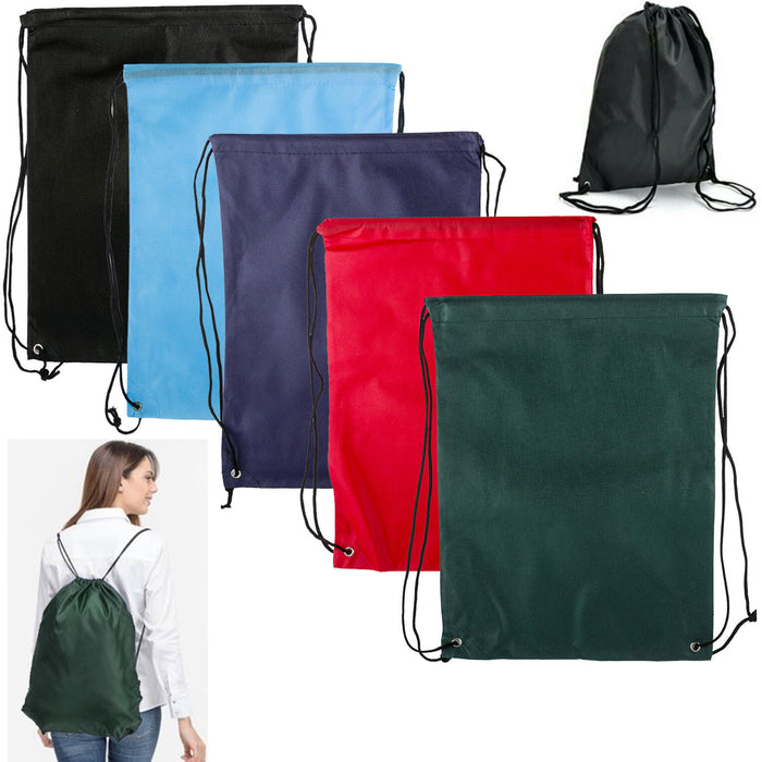 4 Pc Large Drawstring Bag Cinch Sack String Backpack Laundry Gym Tote School 18"