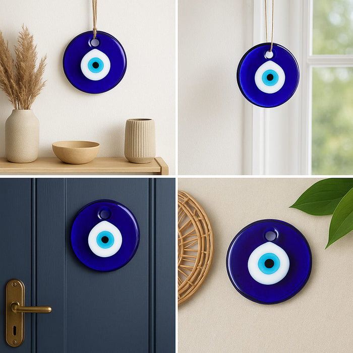 Large Turkish Blue Evil Eye Protection Amulet Wall Hanging Decor Blue Glass Luck