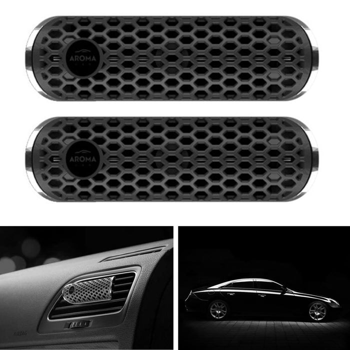 2 Pc HEX Polymer Black Scent Car Air Freshener Vent Clip Auto Odor Neutralizing