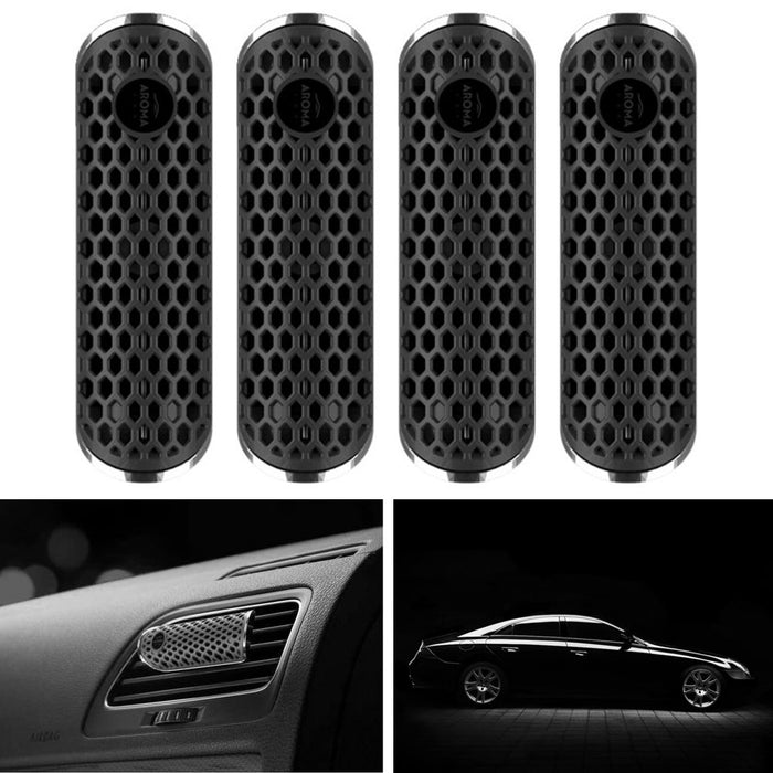 4 Pc Black Aroma Car Polymer HEX Air Freshener Scented Vent Clip Auto Fragrance