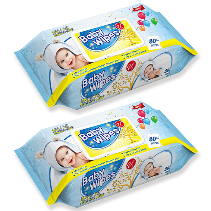 160 Ct Baby Wipes Gentle Moisturizing Aloe Wet Cloths Hypoallergenic Cleansing
