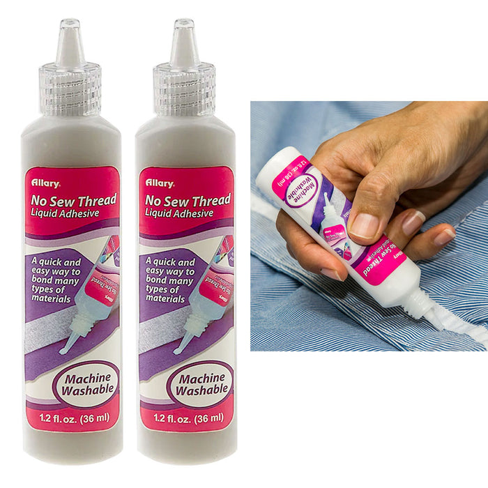 2 Pc Instant Fabric Adhesive No Sew Thread Liquid Hem Sealant Glue Sealer Mender