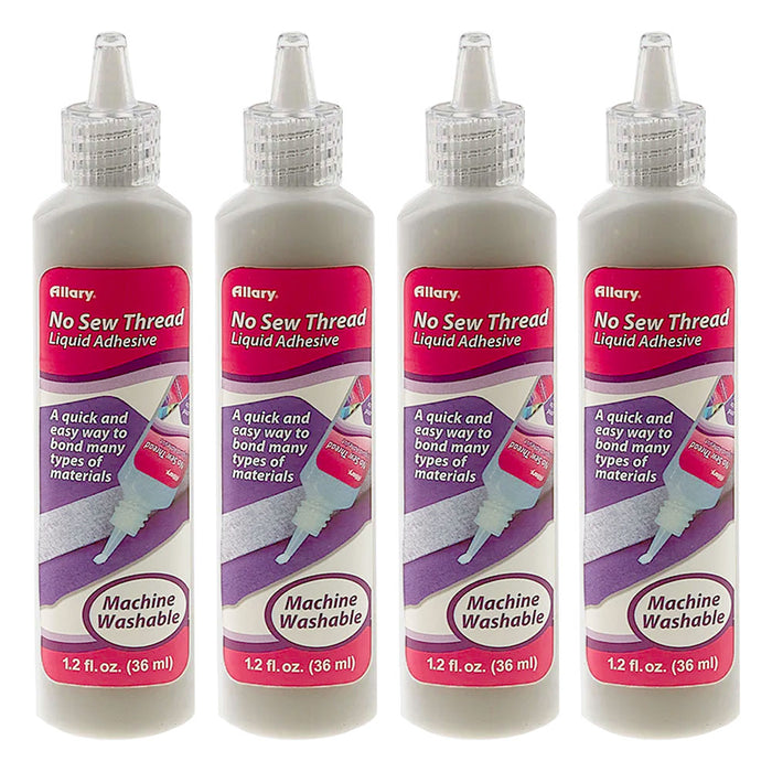 4 Pc Permanent Fabric Glue Adhesive No Sew Thread Liquid Leather Denim Cotton