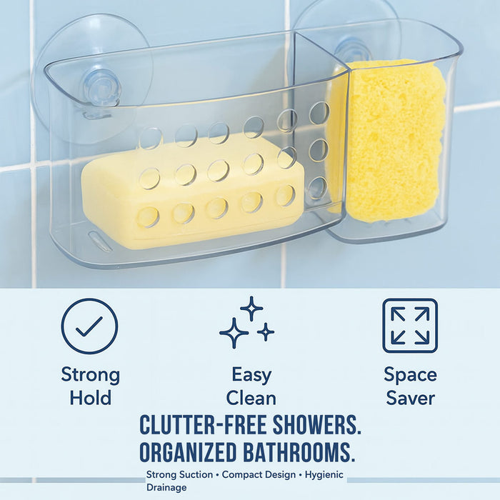 1 Bath Organizer Shower Caddy Bathroom Storage Basket Soap Holder Suction Cups