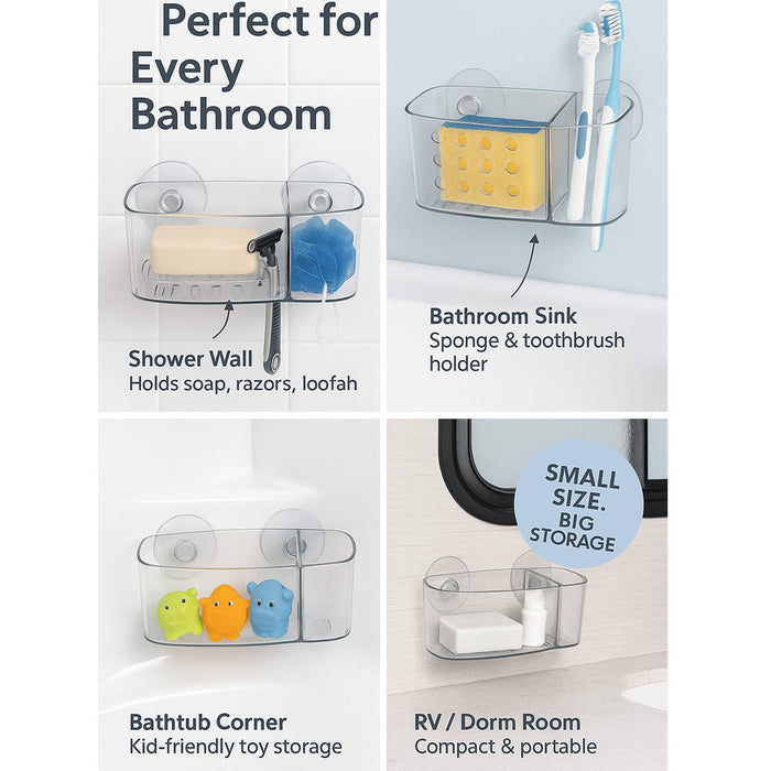 1 Bath Organizer Shower Caddy Bathroom Storage Basket Soap Holder Suction Cups