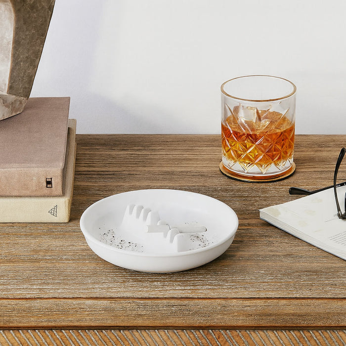 2 Melamine Ashtray Cigarette Cigar Ashes Holder Round 7" Ash Tray Home Bar White