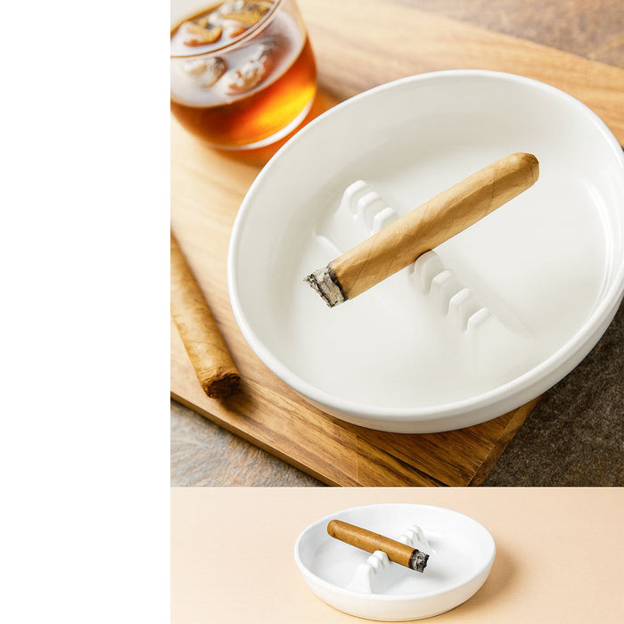 2 Melamine Ashtray Cigarette Cigar Ashes Holder Round 7" Ash Tray Home Bar White